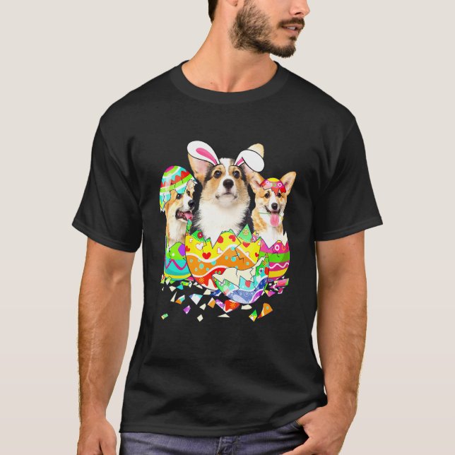 T-shirt Corgi Lapin Joyeuses Pâques Chien (Devant)