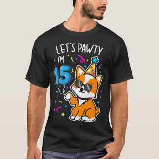 T-shirt Corgi Lets Pawty Im 15e Anniversaire Tee 15 Ans