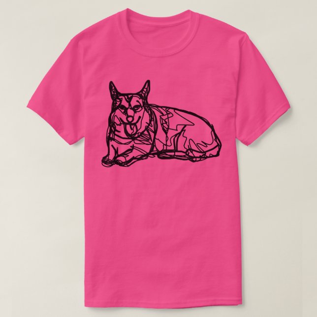T-shirt Corgi Line Dessin Sortie Mardi Chien (Design devant)