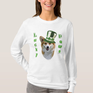 T-shirt Corgi Lucky Paws; Corgi St Patrick's Day cadeau