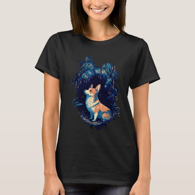 T-shirt Corgi Magique Dans La Forêt Enchantée (Devant)