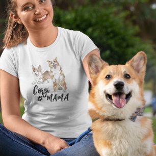 T-shirt Corgi Mama Cute Aquarelle chien