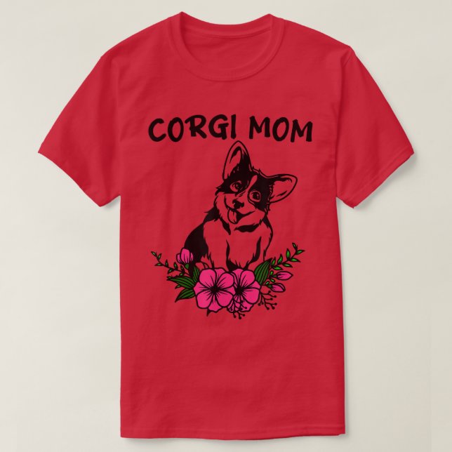 T-shirt Corgi Maman Chien Mères Cute Printemps Floral Fleu (Design devant)