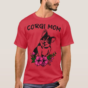 T-shirt Corgi Maman Chien Mères Cute Printemps Floral Fleu