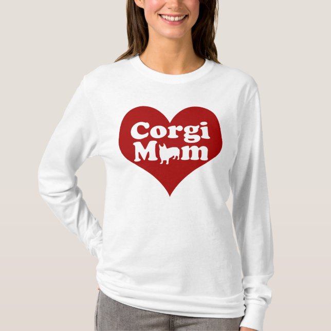 T-shirt Corgi Maman Coeur rouge (Devant)