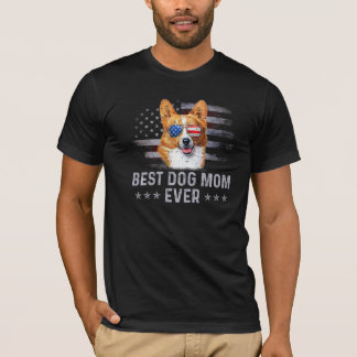 T-shirt Corgi Maman Vintage Drapeau américain Chien patrio