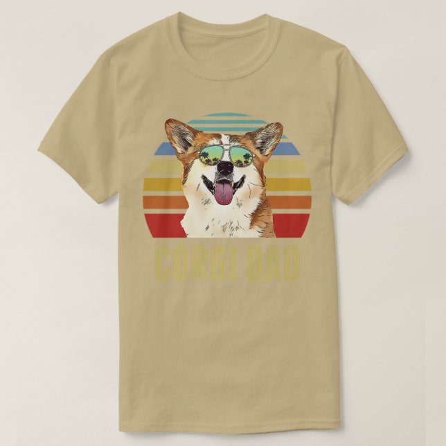 T-shirt Corgi Meilleur Chien Papa Jamais Rétro Sunset Beac (Design devant)