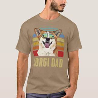 T-shirt Corgi Meilleur Chien Papa Jamais Rétro Sunset Beac