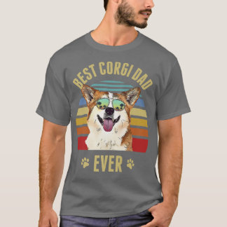 T-shirt Corgi Meilleur Chien Papa Jamais Rétro Sunset Beac
