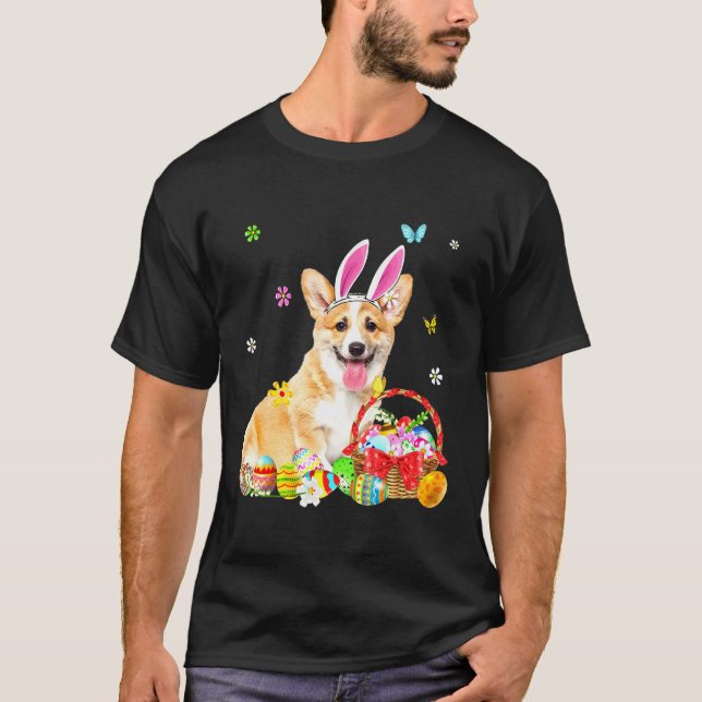 T-shirt Corgi mignon Joyeux Chien de Pâques (Devant)