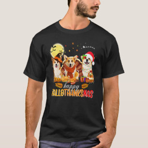 T-shirt Corgi Mignon Joyeux Hallothanksmas Halloween Thank