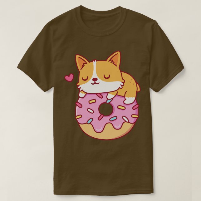 T-shirt Corgi mignon sur le beignet (Design devant)