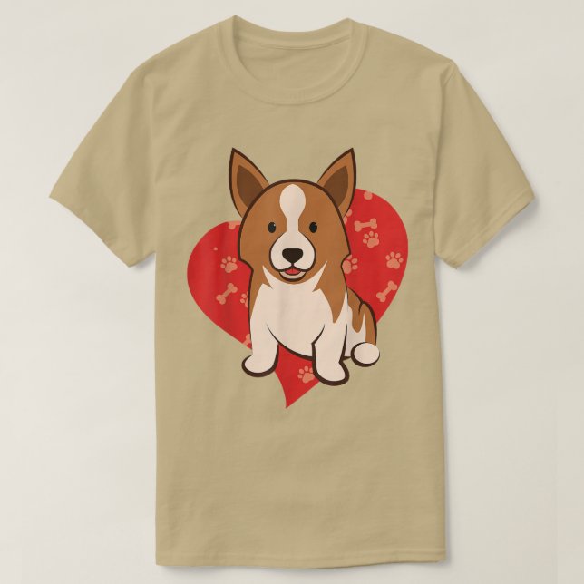T-shirt Corgi mignonne LouveurBébé Corgi Avec Coeur Maman  (Design devant)
