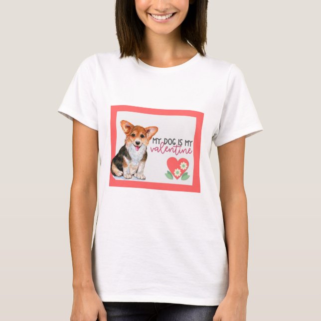 T-shirt Corgi Mignonne Mon Chien Ma Saint Valentin (Devant)