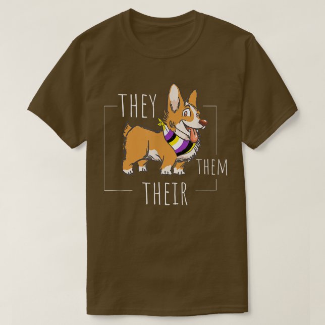 T-shirt Corgi Mignonne Non Binary Ils Leur Gend Agender (Design devant)
