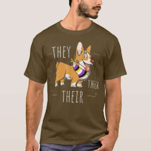 T-shirt Corgi Mignonne Non Binary Ils Leur Gend Agender