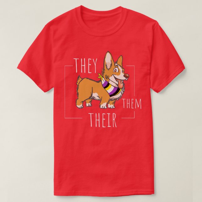 T-shirt Corgi Mignonne Non Binary Ils Leur Gend Agender (Design devant)