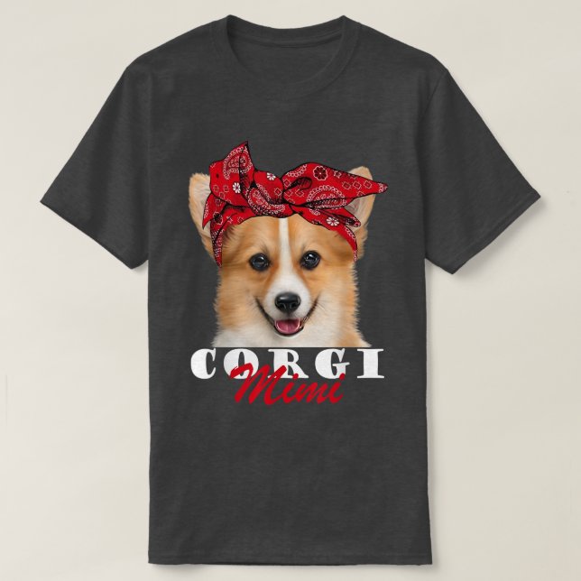 T-shirt Corgi Mimi Corgi Chien Cute Bandana  (Design devant)