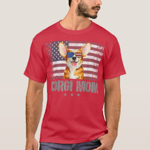 T-shirt Corgi Mom RetroUSA 4 juillet Sunglass American F
