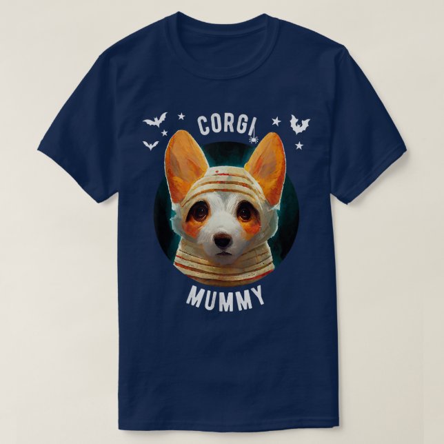 T-shirt Corgi Mummyhalloween -584 (Design devant)