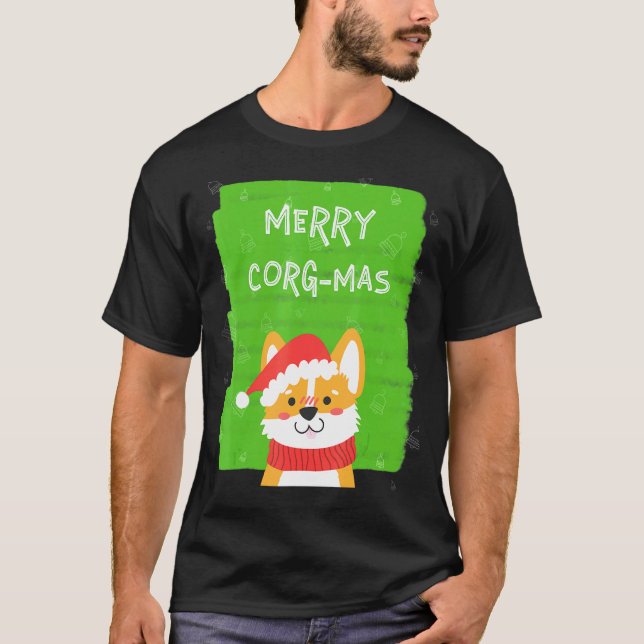 T-shirt Corgi Noël Joyeux Corgmas (Devant)