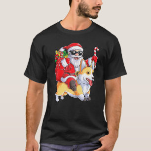 T-shirt Corgi Noël Père Noël à cheval Corgmas Chien Garçon