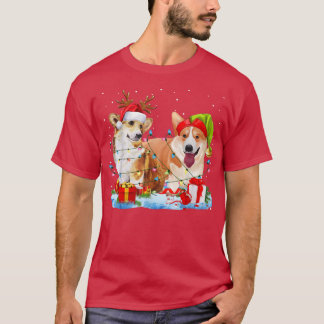 T-shirt Corgi Noël Reindeer Noël Amoureux des chiens vacan