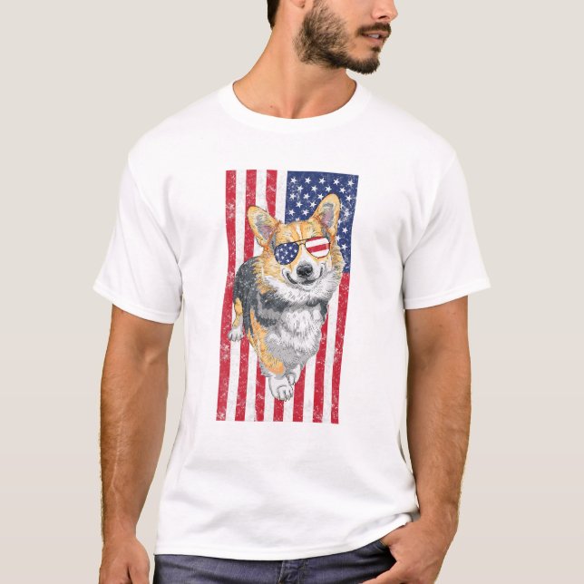 T-shirt Corgi Noir Vintage (Devant)
