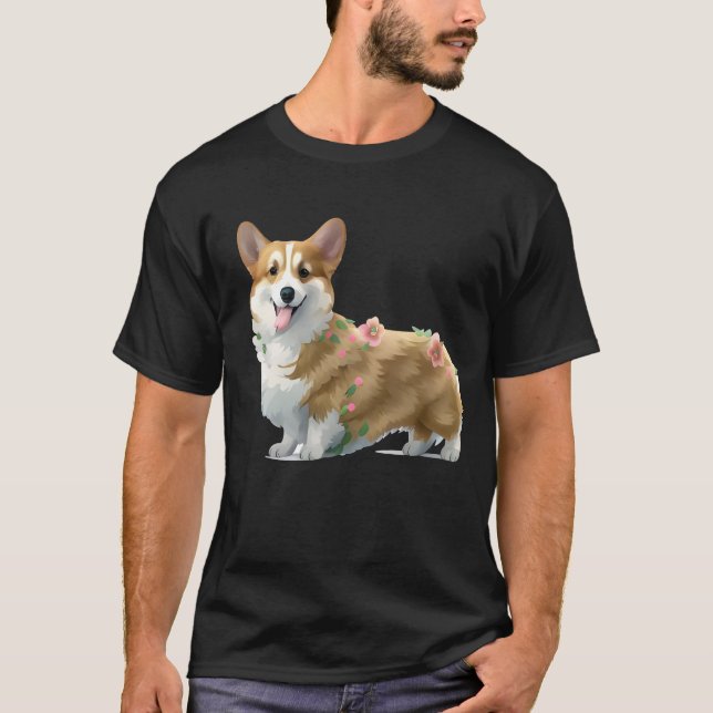 T-shirt Corgi orange mignonne pour une humeur positive T (Devant)