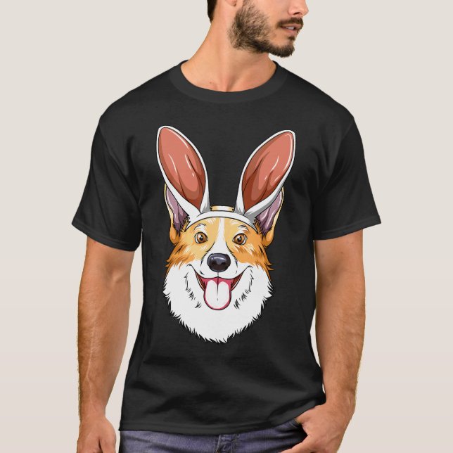 T-shirt Corgi Oreilles de Lapin de Pâques Corgi   (Devant)