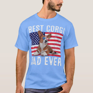 T-shirt Corgi Papa USA Drapeau Américain Corgi Propriétair