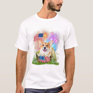 T-shirt Corgi Patriotique Américain