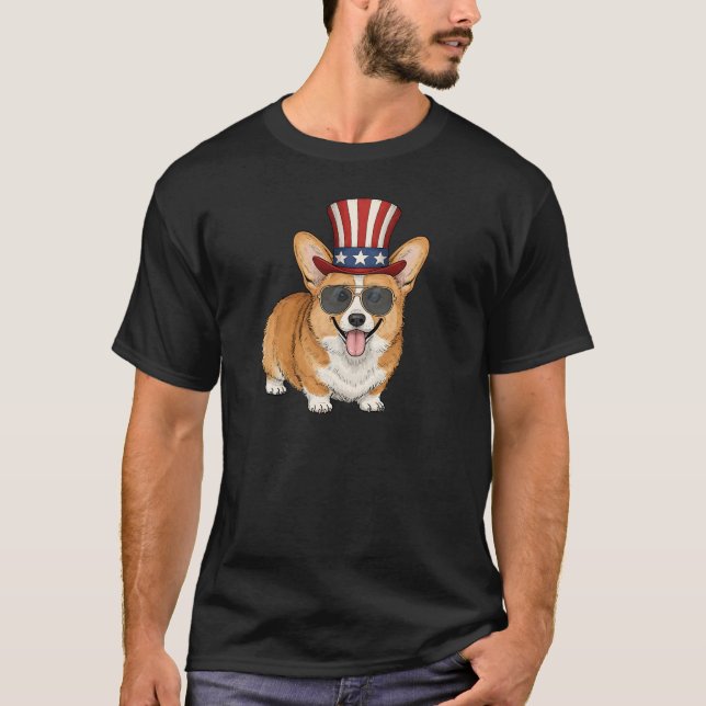 T-shirt Corgi patriotique dans le style (Devant)