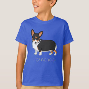 T-shirt Corgi Pembroke tricolore noir sans queue