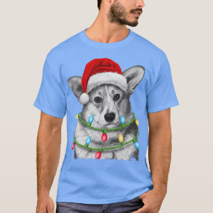 T-shirt Corgi Père Noël Christmas Tree Lights Xmas Boys Me