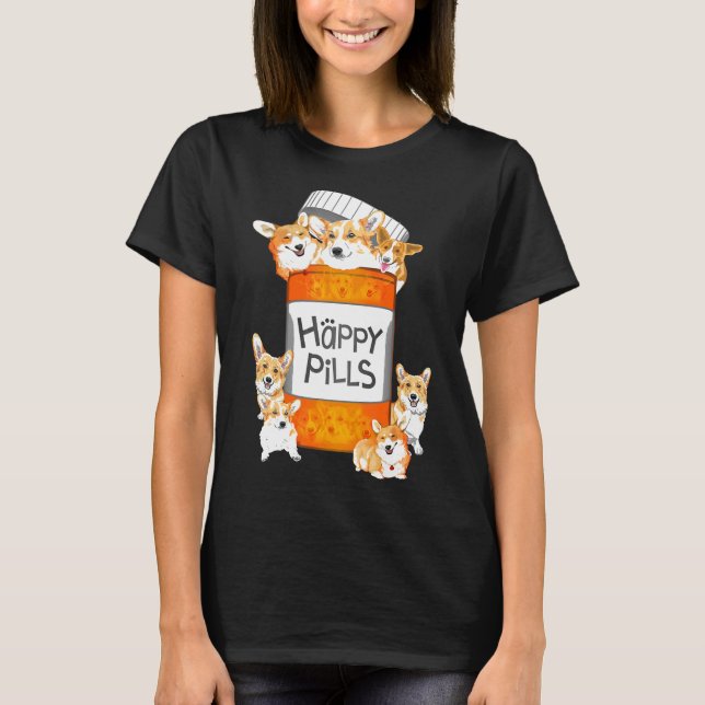 T-shirt Corgi Pilules Bonheur (Devant)