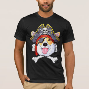 T-shirt Corgi Pirate Jolly roger Drapeau Crâne Et Traverse