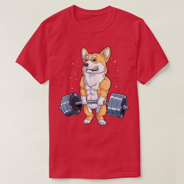 T-shirt Corgi Poids Funny Deadlift Homme Fitness Gym (Design devant)