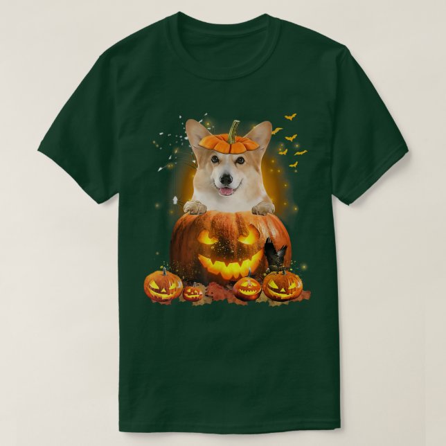 T-shirt Corgi PumpkinFunny mignon Amoureux des chiens Hall (Design devant)
