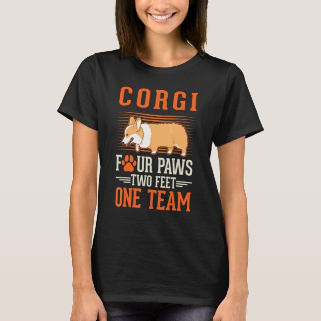 T-shirt Corgi quatre pattes deux pieds une équipe Corgi (Devant)