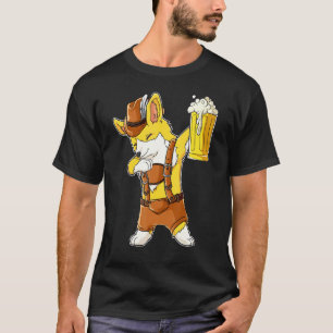T-shirt Corgi qui fait dab à l'Oktoberfest Lederhosen Homm