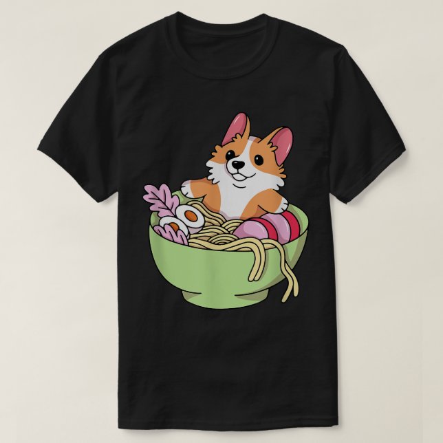 T-shirt Corgi Ramen mignon Chien Japonais, Mignonne Mignon (Design devant)