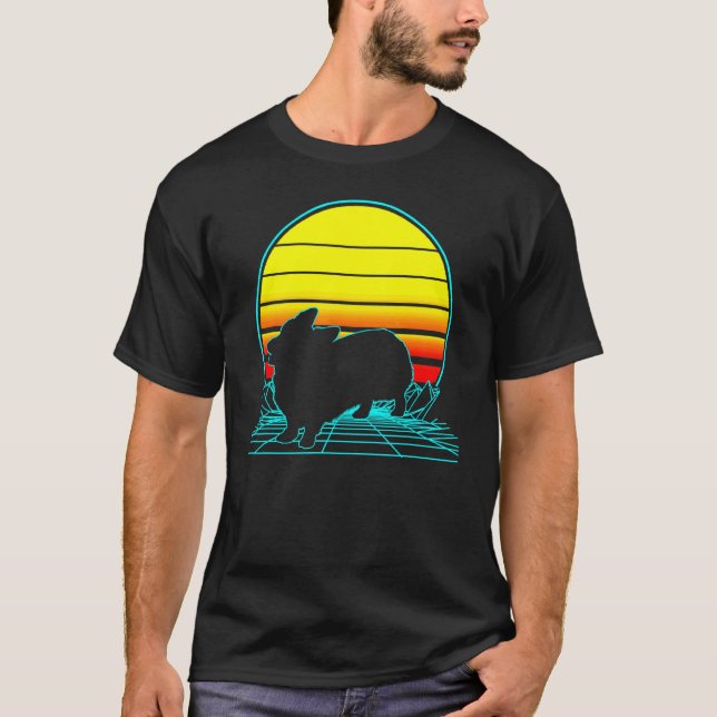 T-shirt Corgi Rétro Vaporwave (Devant)
