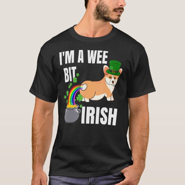 T-shirt Corgi Saint-Patrick Je Suis Un Peu Irlandais (Devant)