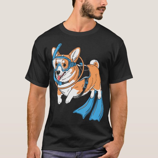 T-shirt Corgi Scuba Diver Under Water Diving Scuba Divers (Devant)