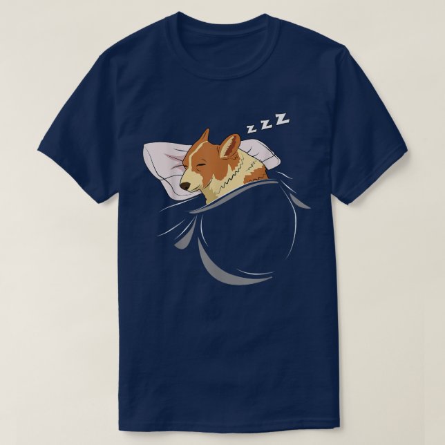 T-shirt Corgi Sleep Sleeping Pyjamas Top Gift Corgi  (Design devant)