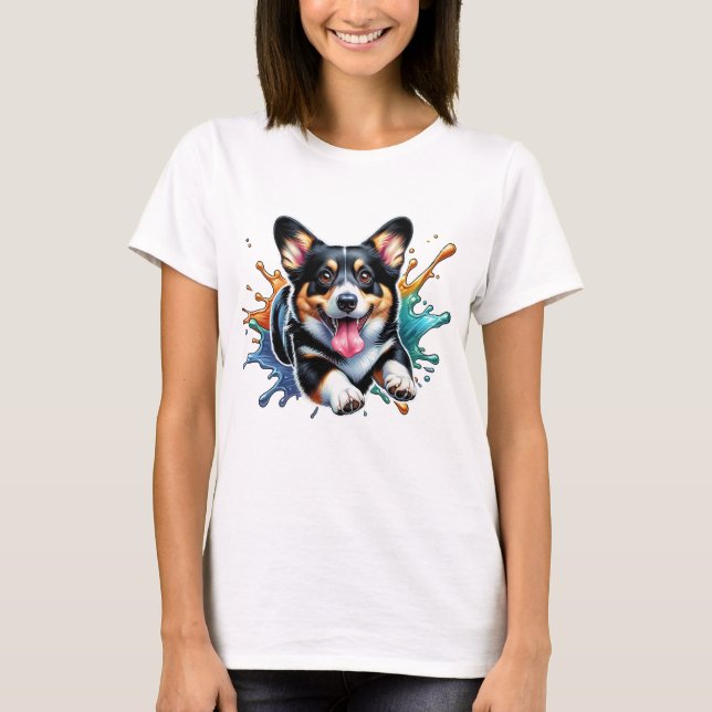 T-shirt Corgi Splash de couleur (Devant)