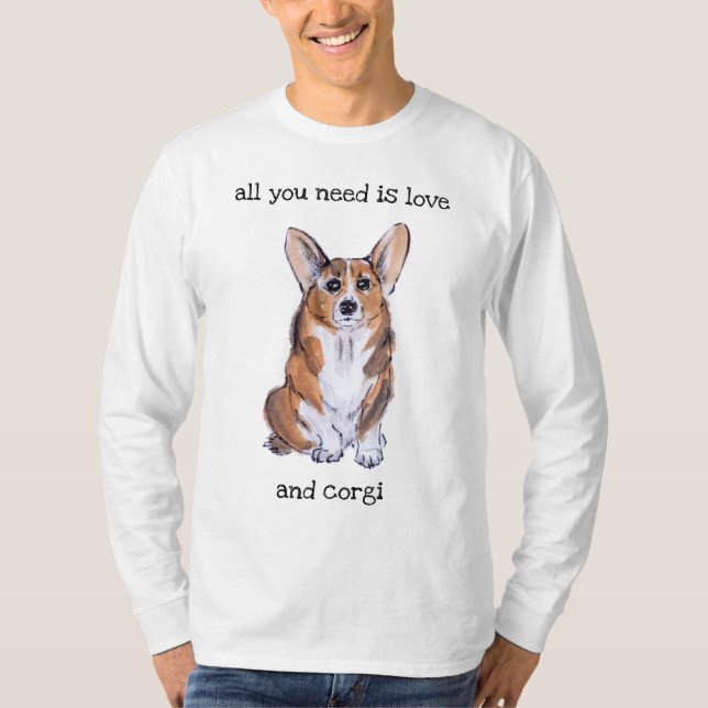 T-shirt Corgi suet et aquarelle (Devant)