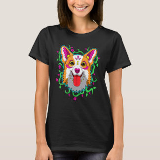 T-shirt Corgi Sugar Skull Dia De Los Muertos Day Of The De