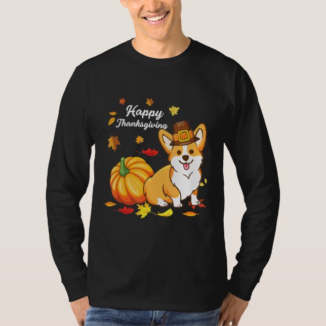 T-shirt Corgi Thanksgiving Pour Chien 550 (Devant)